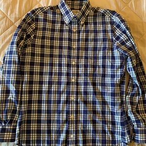 Gitman Brothers Men's Blue Cotton Plaid Button Down Shirt Size M